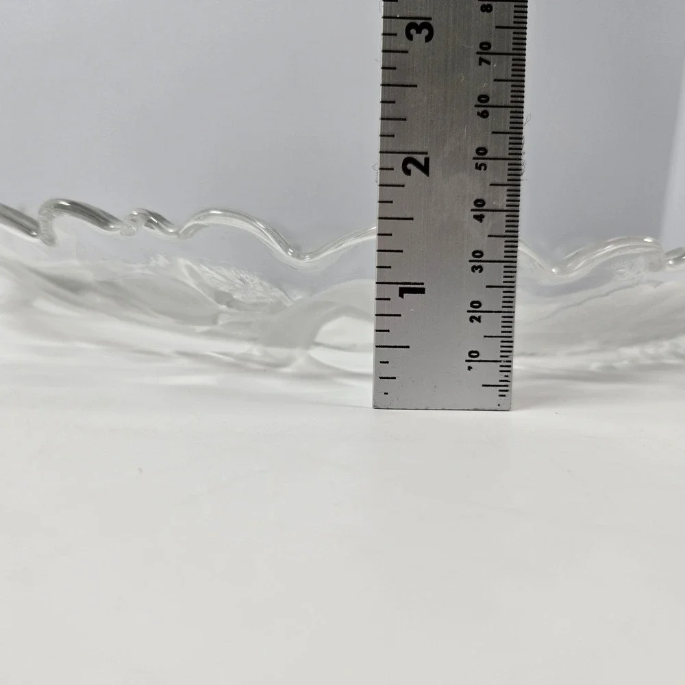 Laura Glass Rose Garden Platter 14 inch Clear Frosted Floral Serving Tray